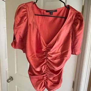 Silk mid sleeve dark coral fashion blouse! 🌺